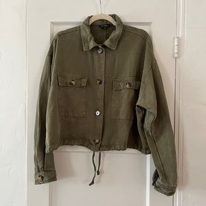 Velvet Heart Elvera Jacket Army Green crop swing cropped utility jacket shacket